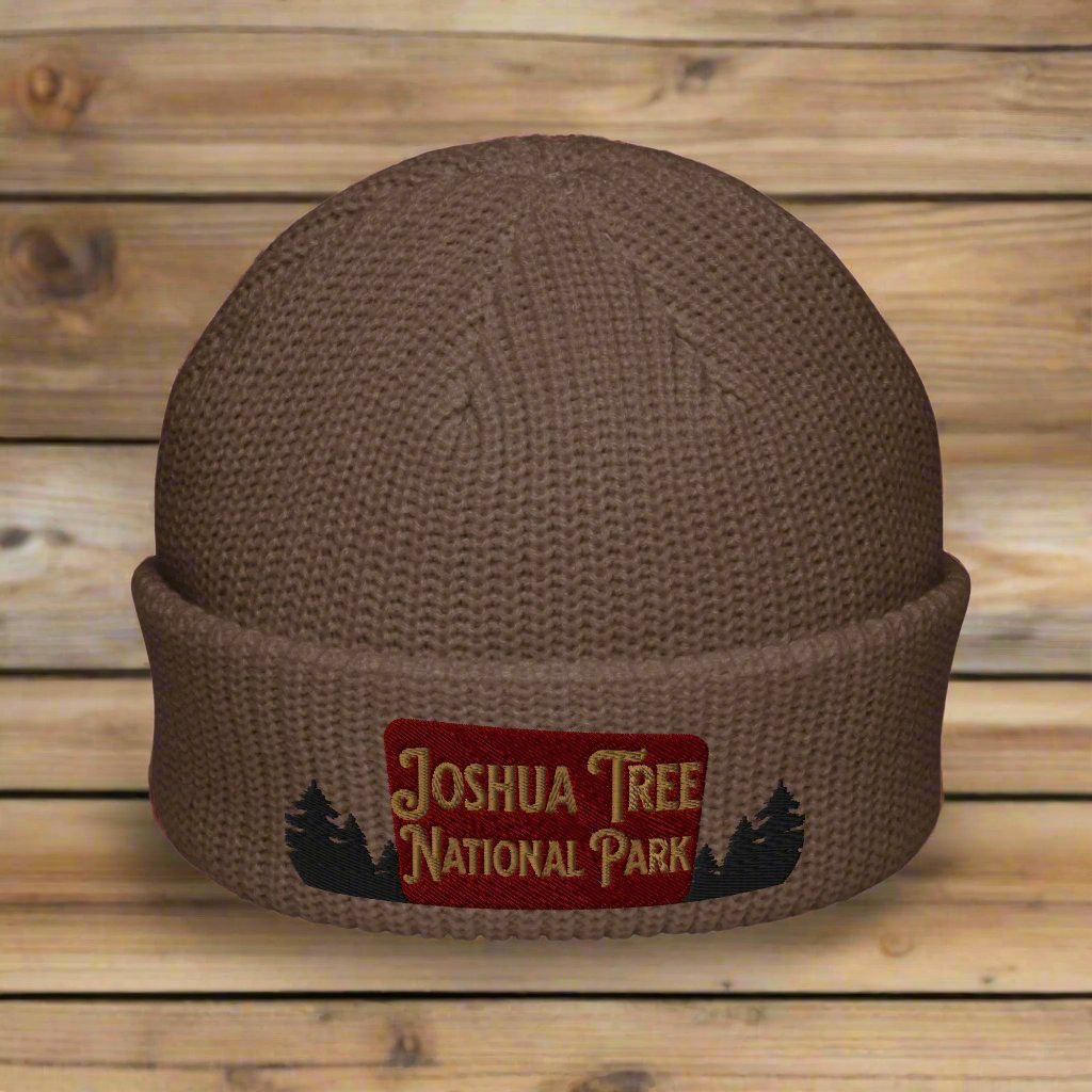 Joshua Tree National Park Sign Embroidered Beanie hat Park Service Apparel Walnut
