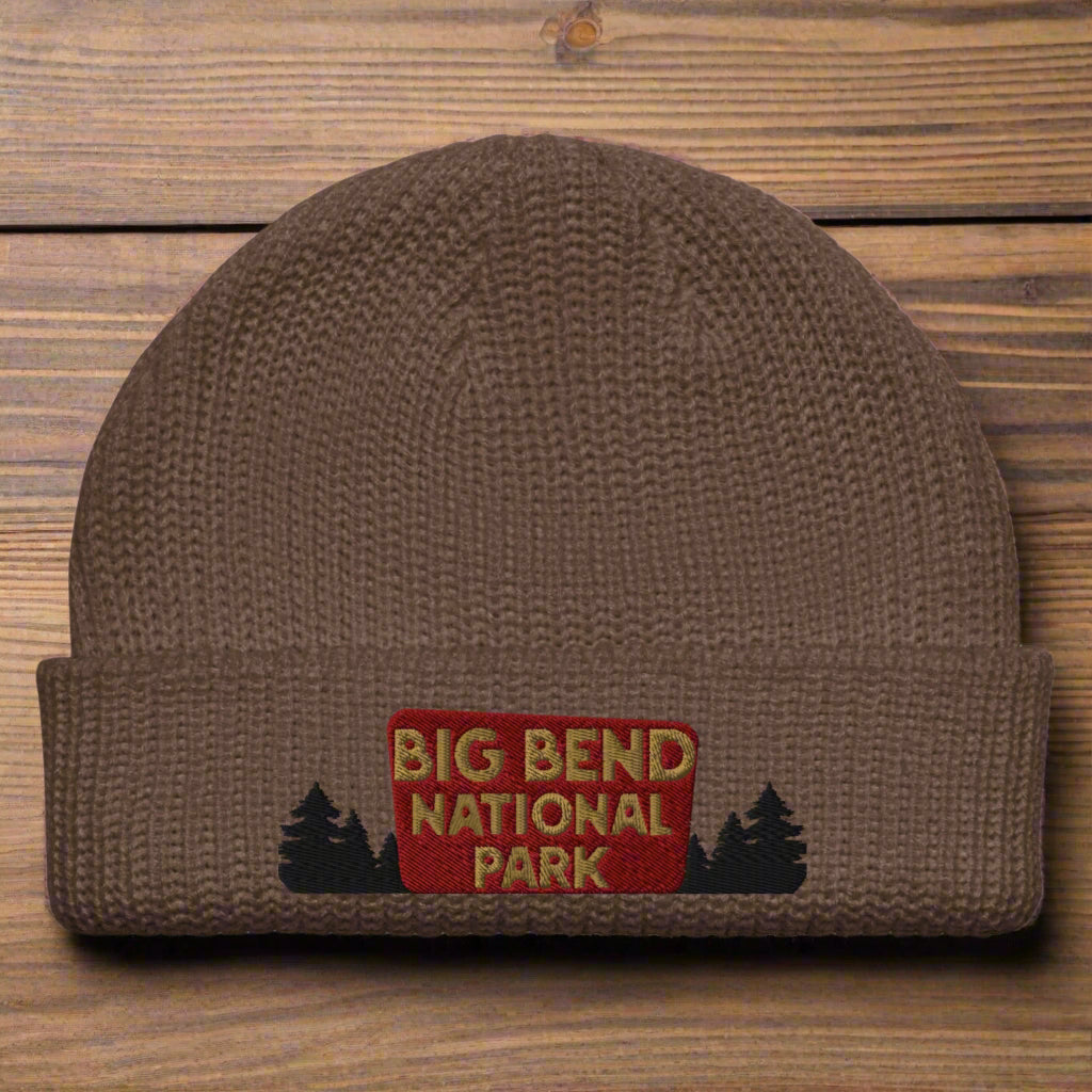 Big Bend National Park Sign Embroidered Beanie hat Park Service Apparel Walnut