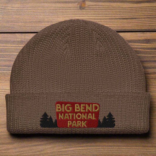 Big Bend National Park Sign Embroidered Beanie hat Park Service Apparel Walnut