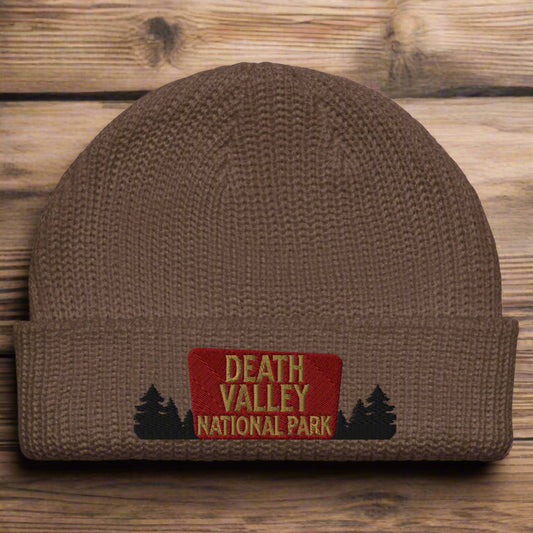 Death Valley National Park Sign Embroidered Beanie Wharf Style Park Service Apparel Walnut