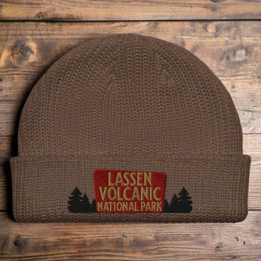 Lassen Volcanic National Park Embroidered Beanie hat Park Service Apparel Walnut