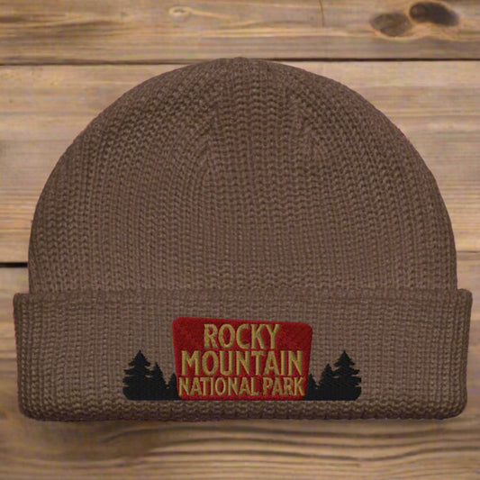 Rocky Mountain National Park Embroidered Beanie hat Park Service Apparel Walnut