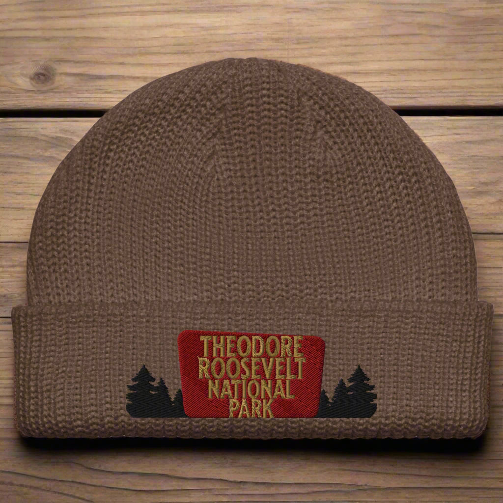 Theodore Roosevelt National Park Embroidered Wharf Beanie hat Park Service Apparel Walnut