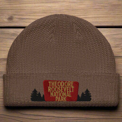 Theodore Roosevelt National Park Embroidered Wharf Beanie hat Park Service Apparel Walnut