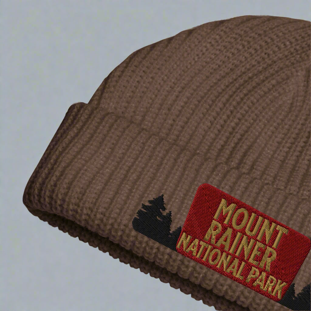 Mount Rainier National Park Embroidered Beanie hat Park Service Apparel Walnut