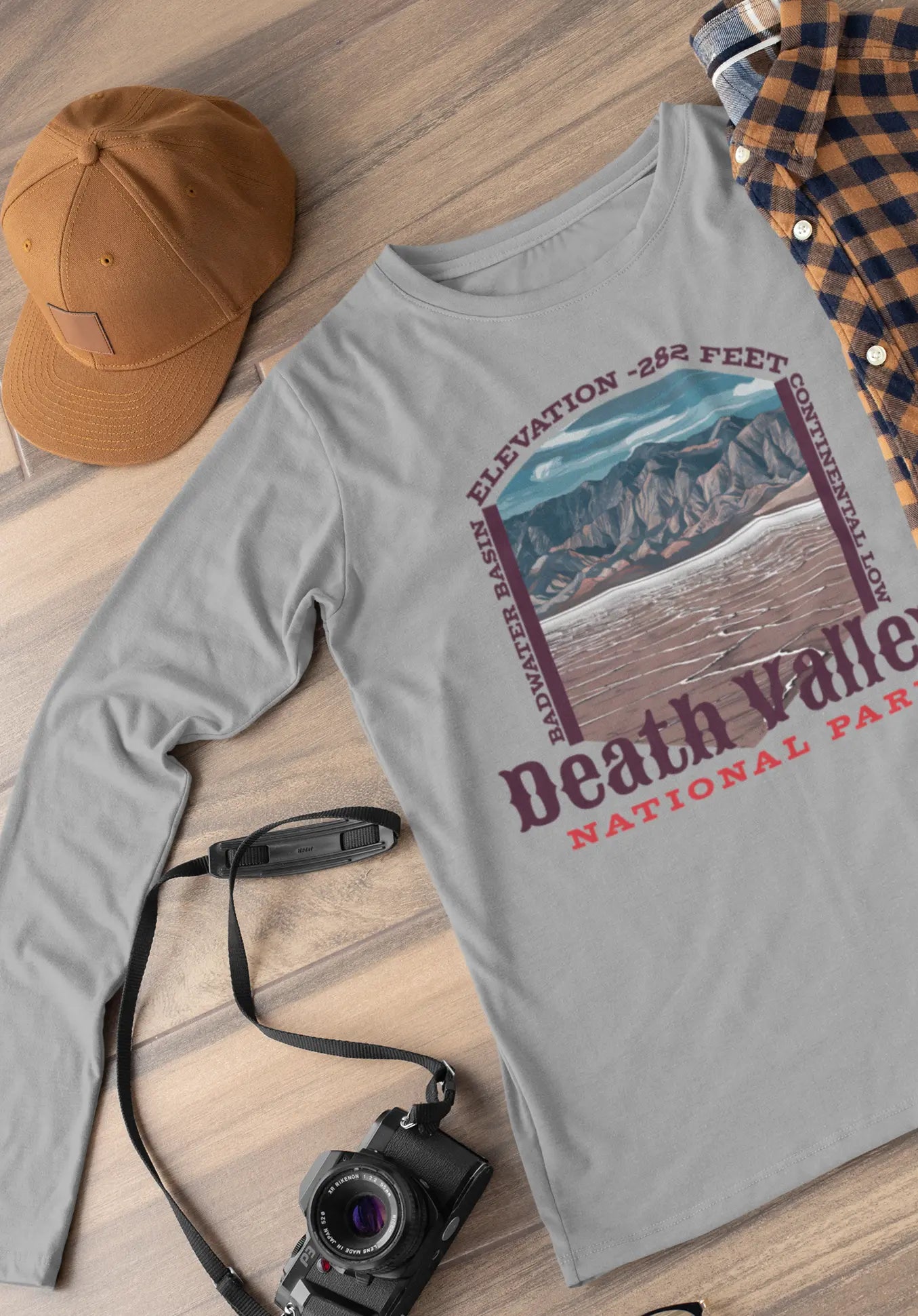 Death Valley National Park Unisex Fit Long Sleeve T-shirt Badwater Basin Long-sleeve Printify