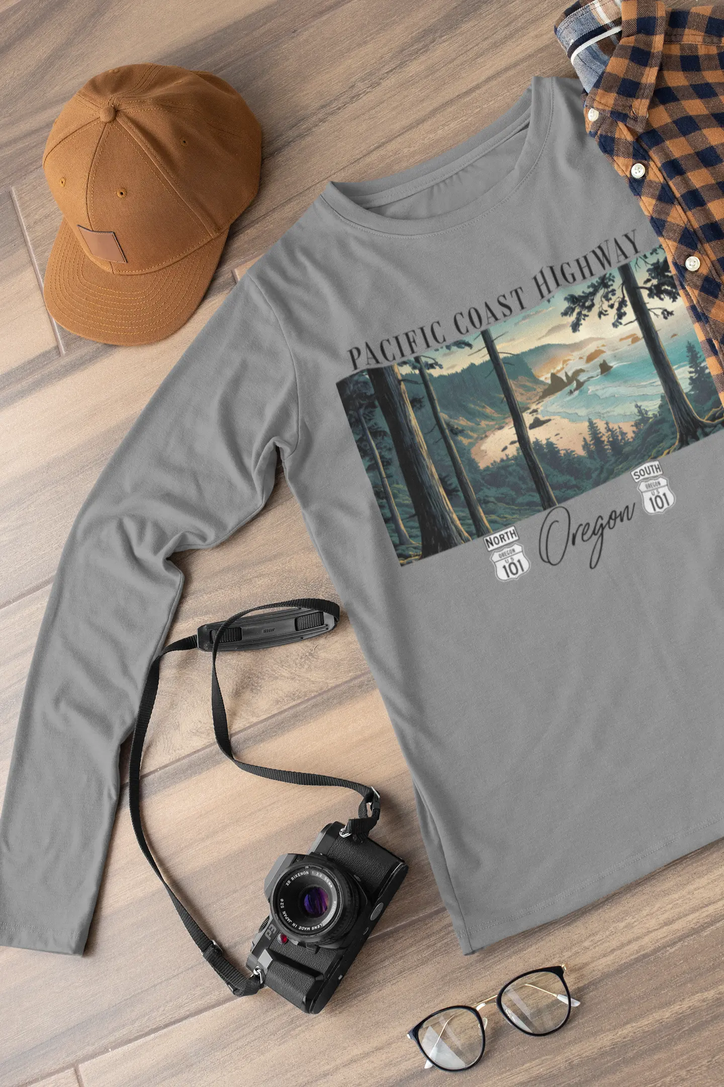 Pacific Coast Highway Oregon Shore Unisex Fit Long Sleeve T-shirt Highway 101 Long-sleeve Printify