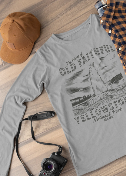 Yellowstone National Park Old Faithful Geyser Unisex Long Sleeve T-shirt Long-sleeve Printify