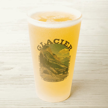 Glacier Going-to-the-Sun Road frosted pint glass alternate product angle