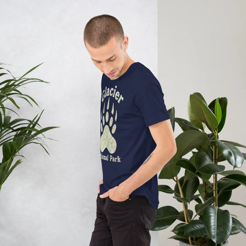 Glacier Grizzly Paw Topo Map T-shirt - Parks Apparel