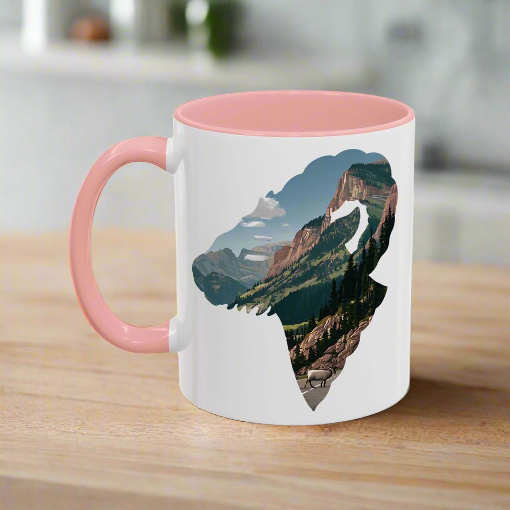Glacier National Park bighorn sheep colored coffee mug alternate product angle