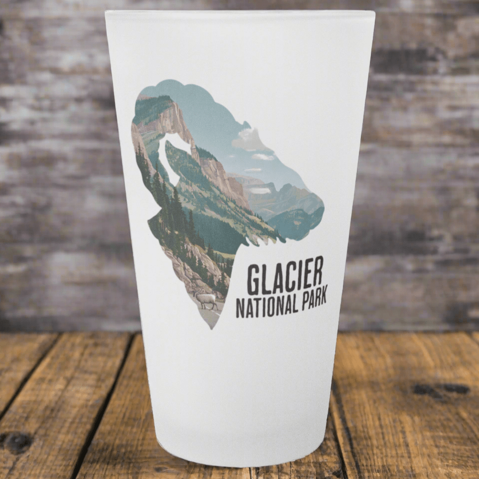 Glacier National Park Big Horned Sheep Frosted Pint - Parks Apparelpint glass