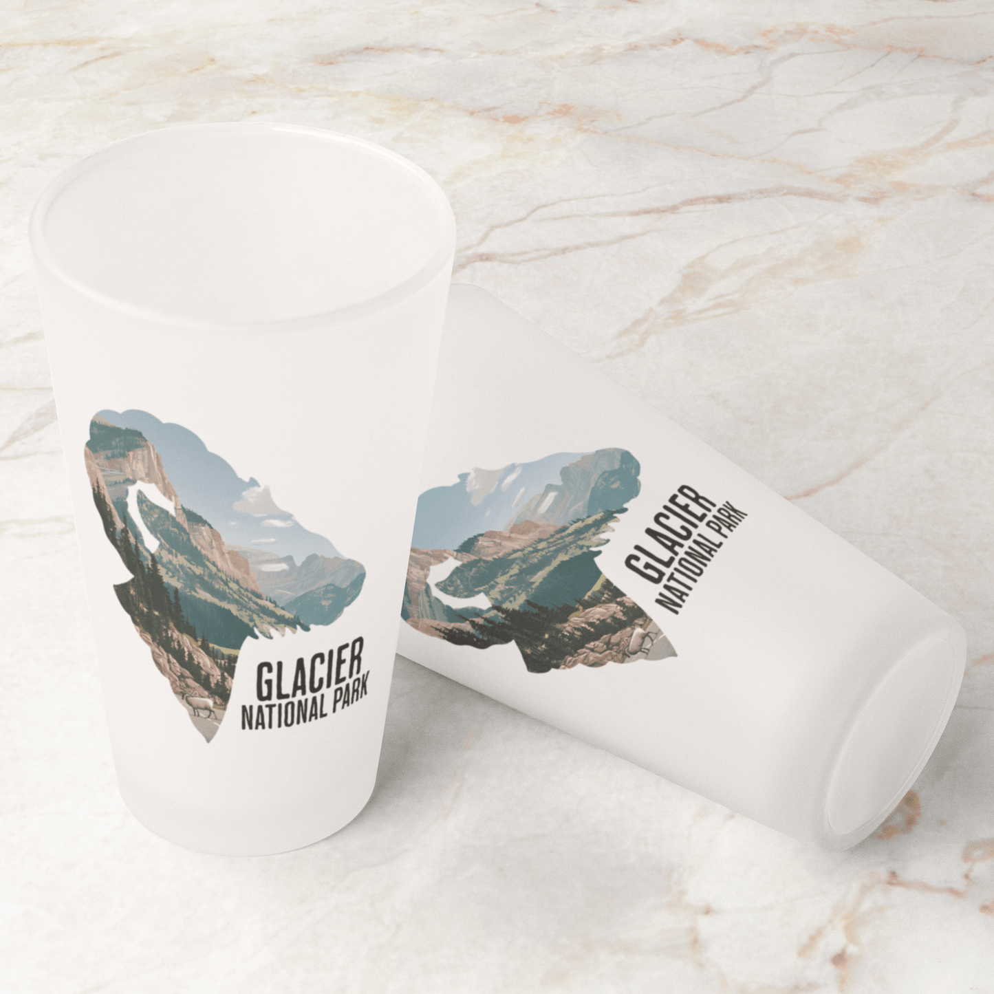 Glacier National Park Big Horned Sheep Frosted Pint - Parks Apparelpint glass