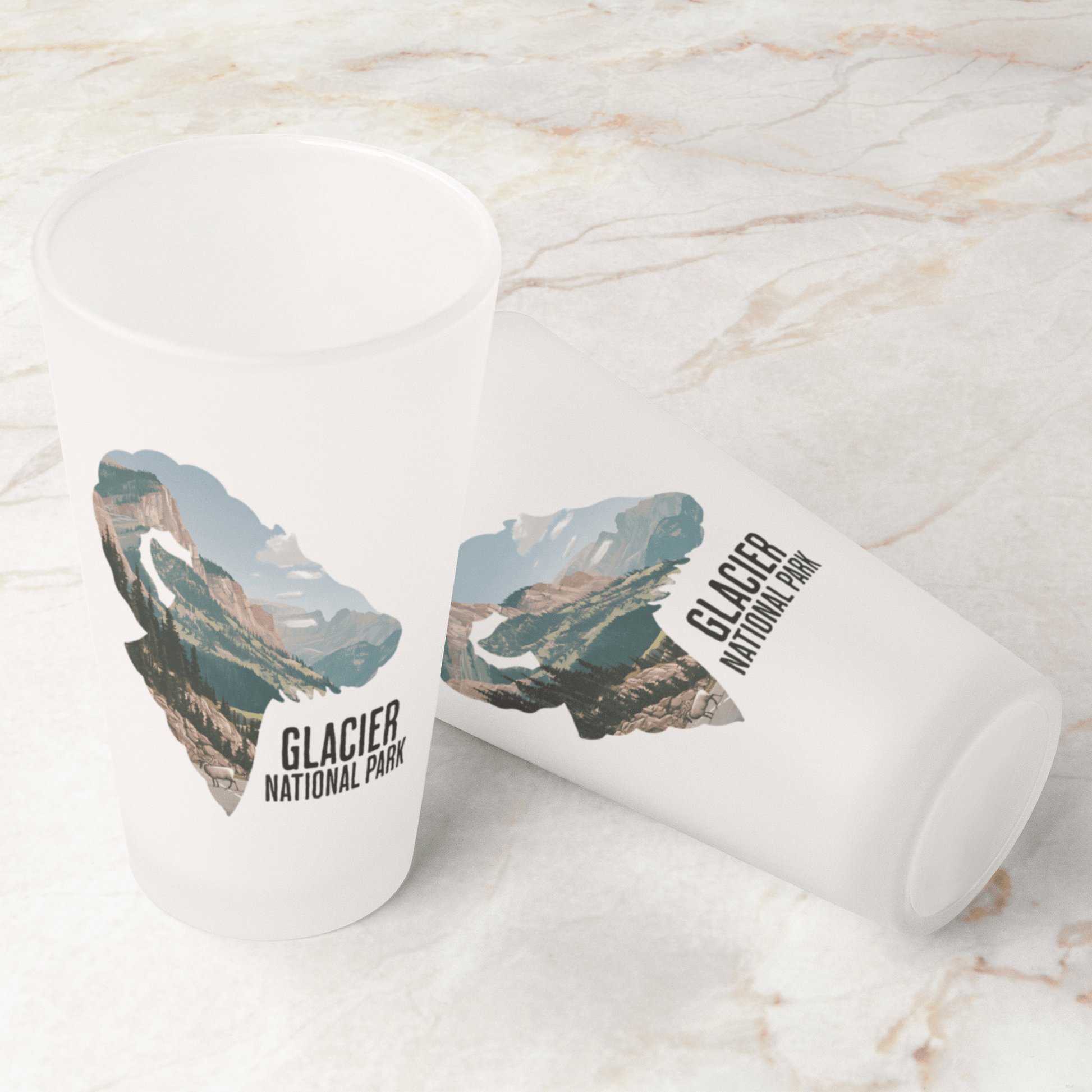 Glacier National Park Big Horned Sheep Frosted Pint - Parks Apparelpint glass