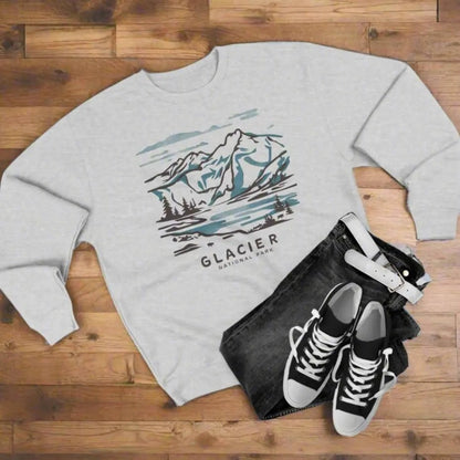 Glacier National Park watercolor line art crewneck sweatshirt primary product view