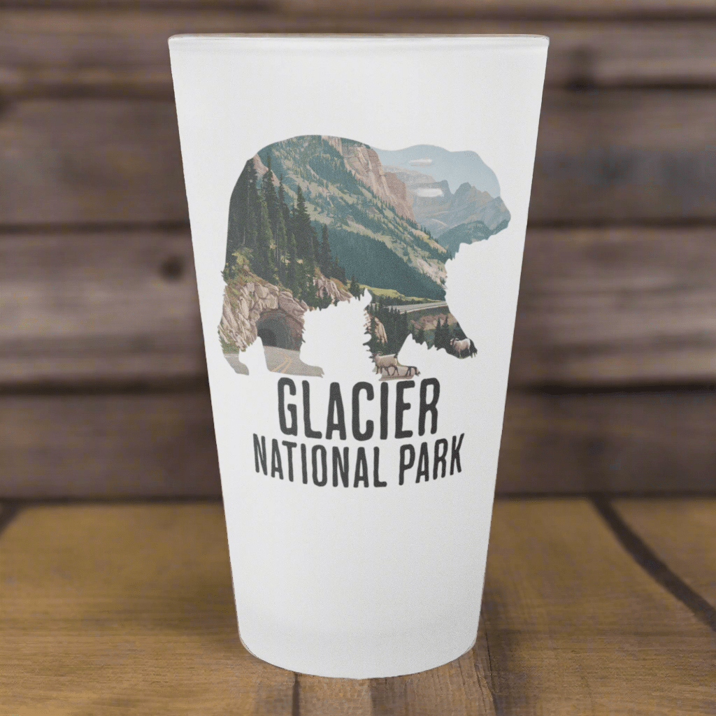 Glacier National Park grizzly bear frosted pint glass primary product image