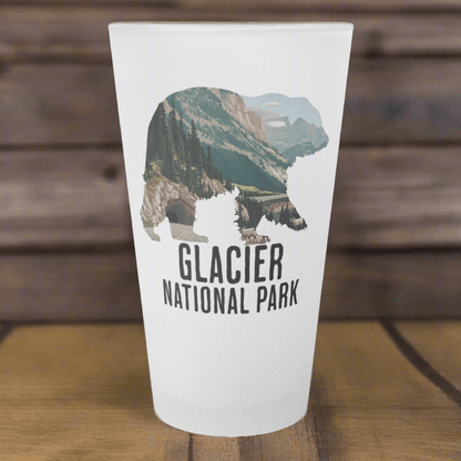 Glacier National Park grizzly bear frosted pint glass primary product image