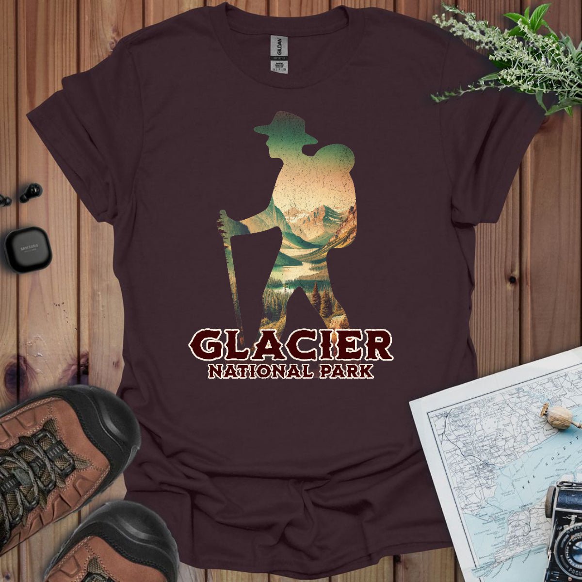 Glacier National Park hiker graphic t-shirt primary product view