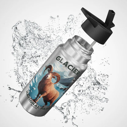 Glacier National Park Insulated Water Bottle Tumbler 32oz Big Horned Sheep - Parks Apparelwater bottle