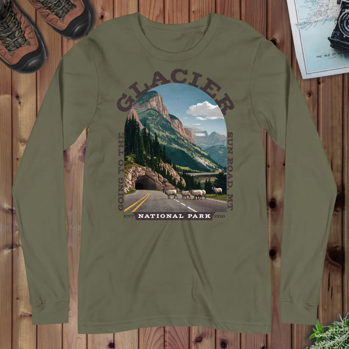 Glacier National Park Long Sleeve T-shirt Sun Road - Parks ApparelLong - sleeve