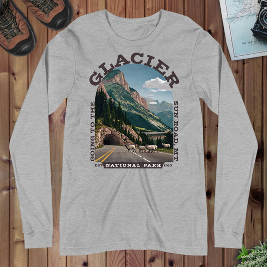 Glacier National Park Long Sleeve T-shirt Sun Road - Parks ApparelLong - sleeve