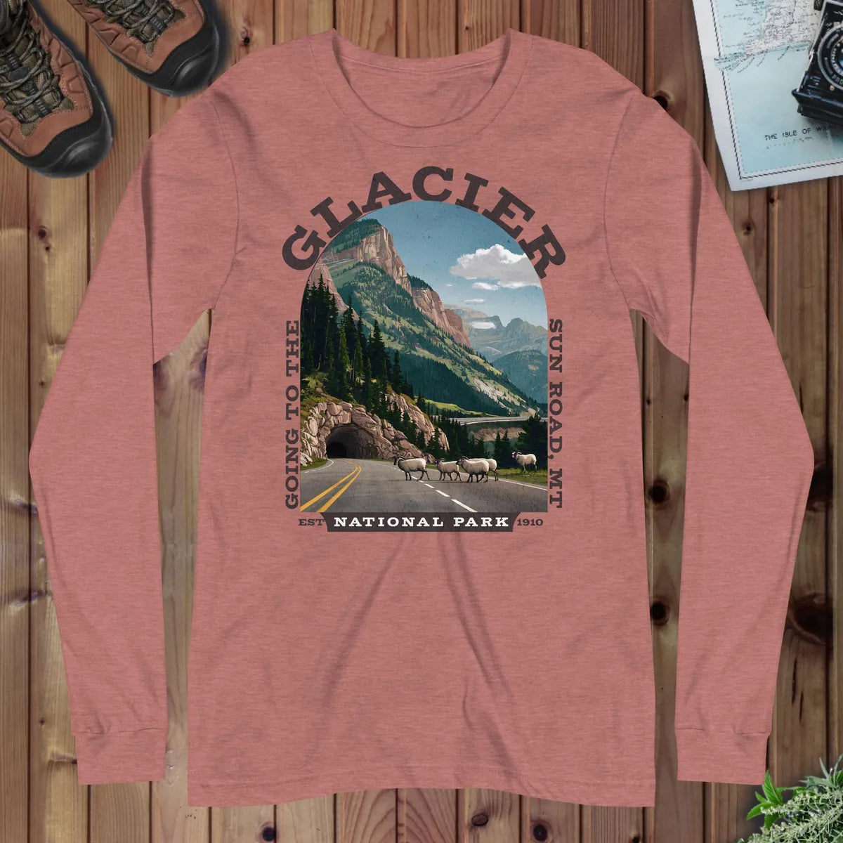 Glacier National Park Long Sleeve T-shirt Sun Road - Parks ApparelLong - sleeve