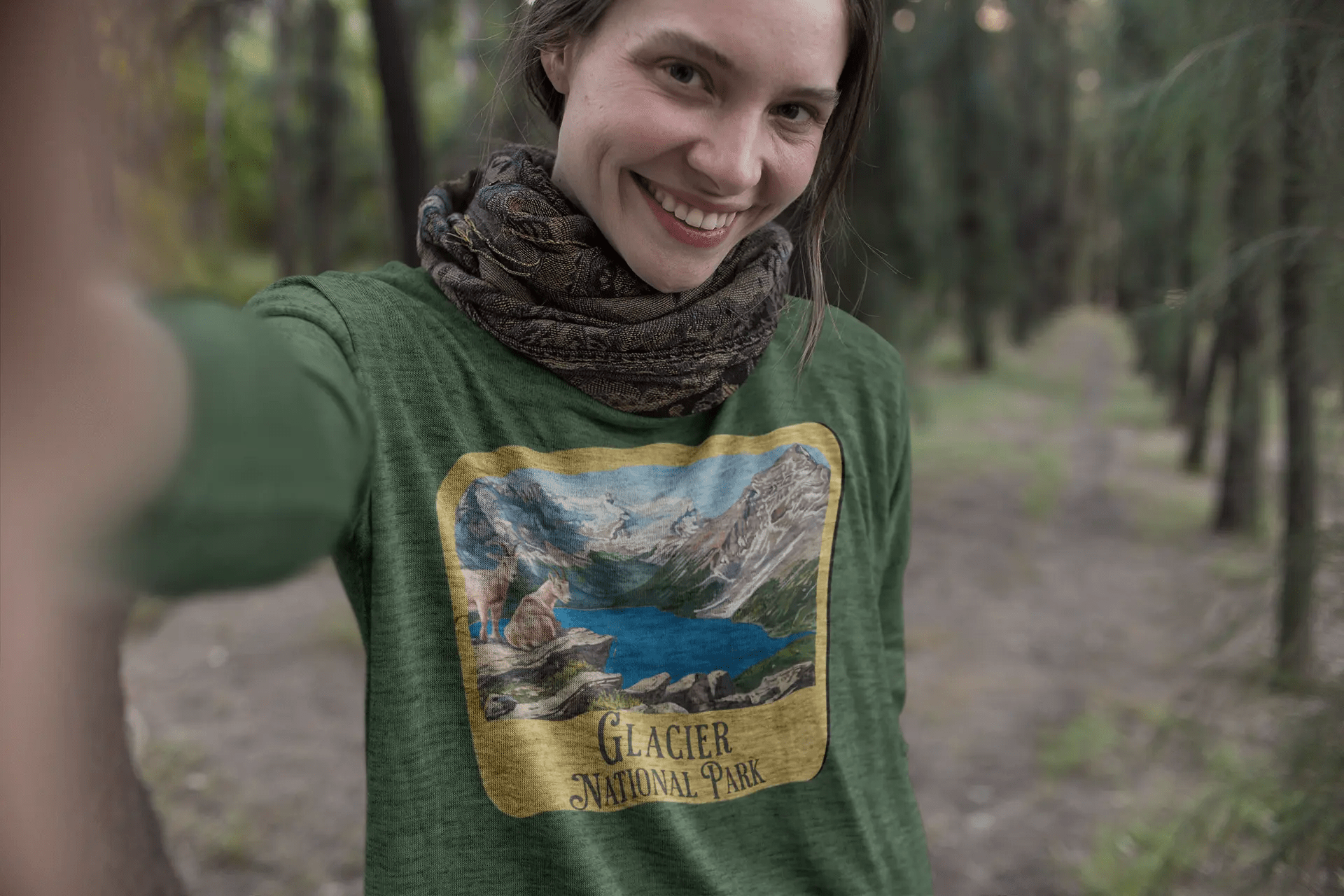 Glacier National Park Long Sleeve T-Shirt Wood Sign - Parks ApparelLong - sleeve
