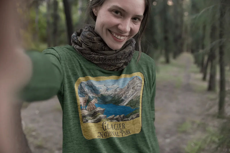 Glacier National Park Long Sleeve T-Shirt Wood Sign - Parks ApparelLong - sleeve