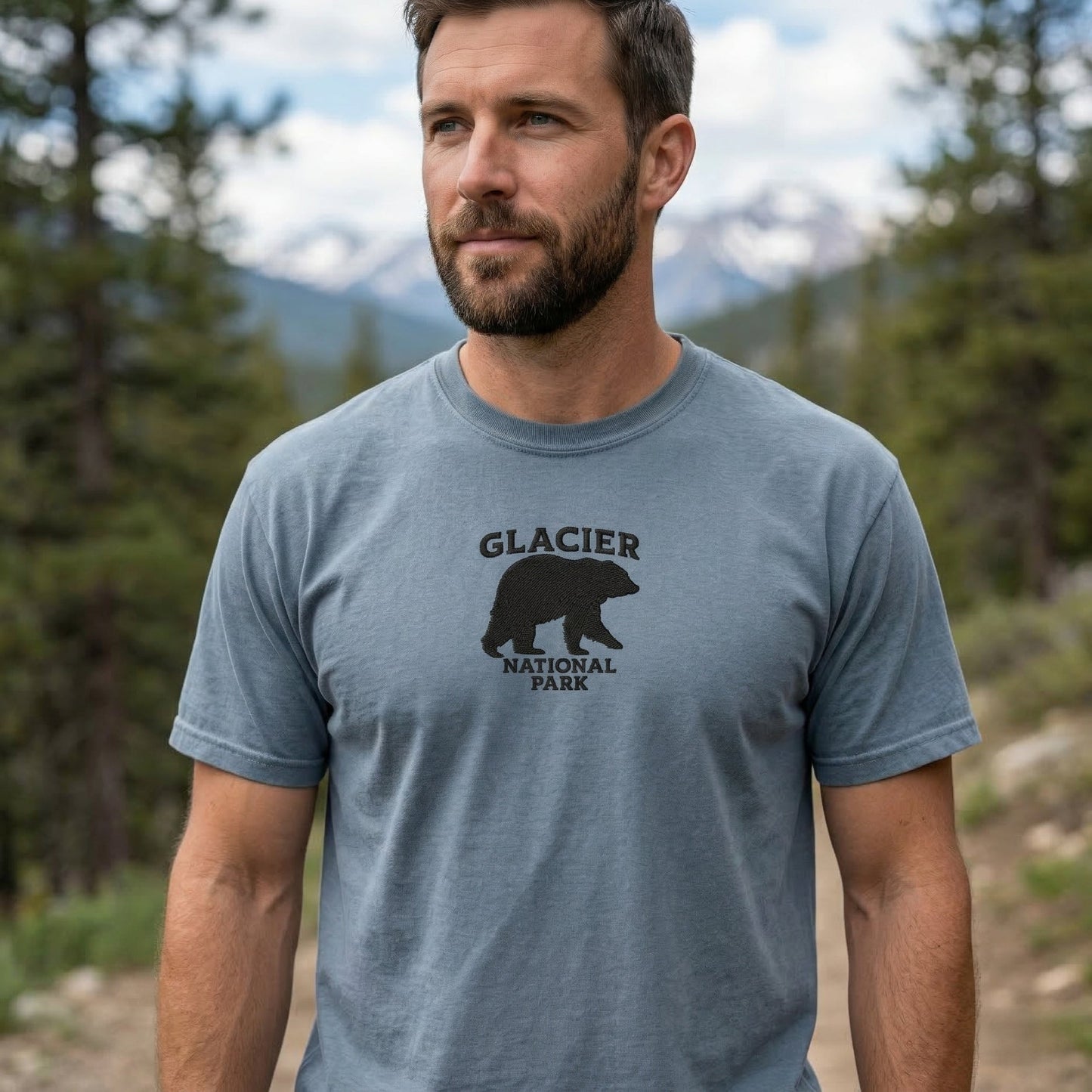 Glacier National Park Premium Embroidered T-shirt - Parks ApparelT-Shirt