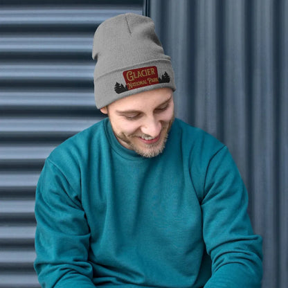 Glacier National Park sign embroidered beanie alternate product angle