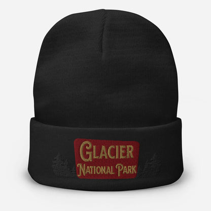Glacier National Park sign embroidered beanie alternate product angle