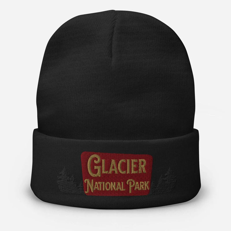 Glacier National Park sign embroidered beanie alternate product angle