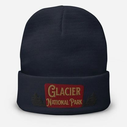Glacier National Park sign embroidered beanie detail or alternate product view