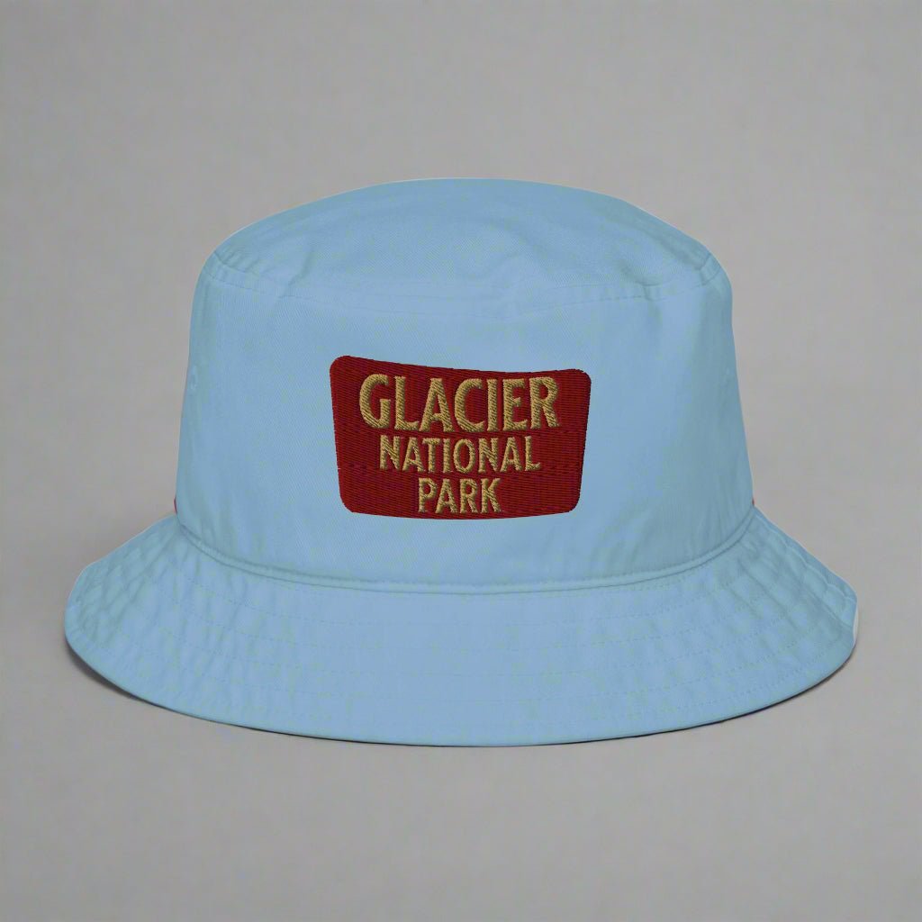 Glacier National Park sign organic embroidered bucket hat alternate product angle