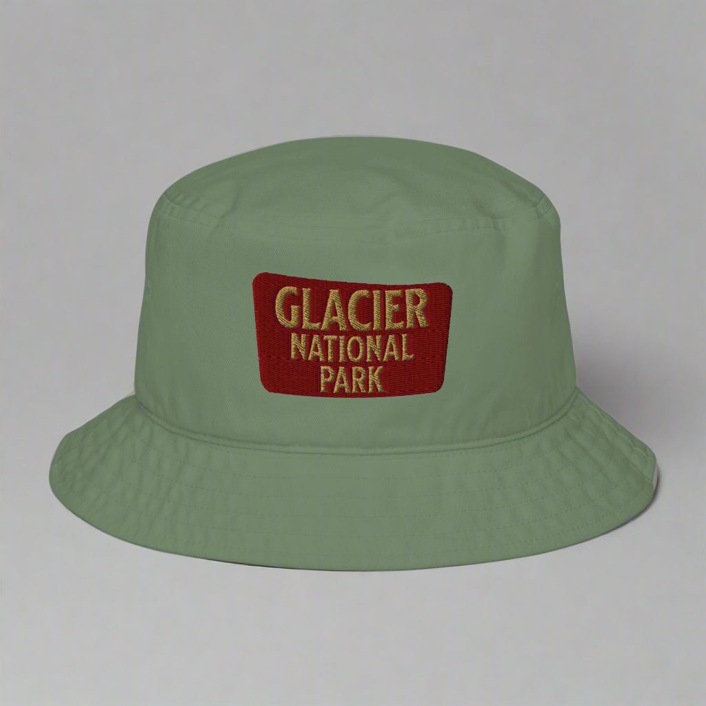 Glacier National Park sign organic embroidered bucket hat alternate product angle