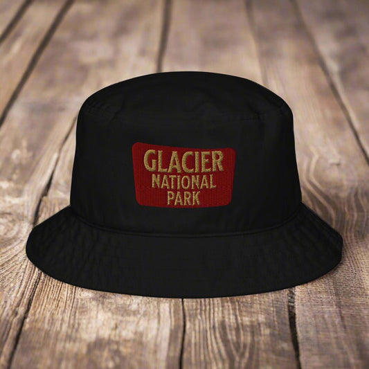Glacier National Park Sign Organic Embroidered Bucket Hat - Parks Apparelhat