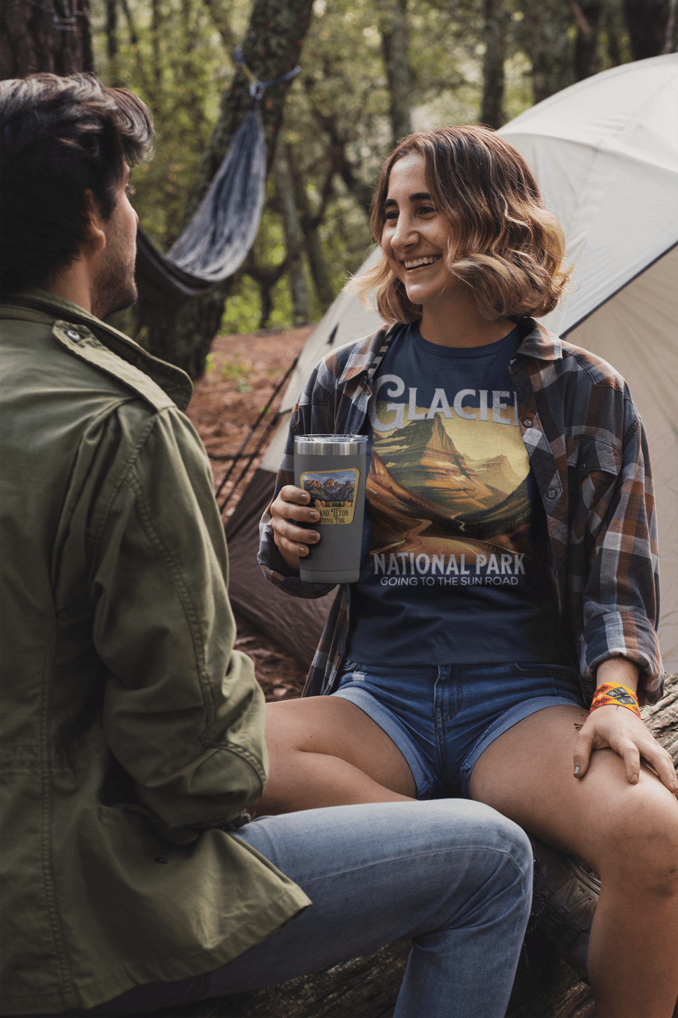 Glacier National Park Going-to-the-Sun Road rustic graphic t-shirt detail or alternate product view