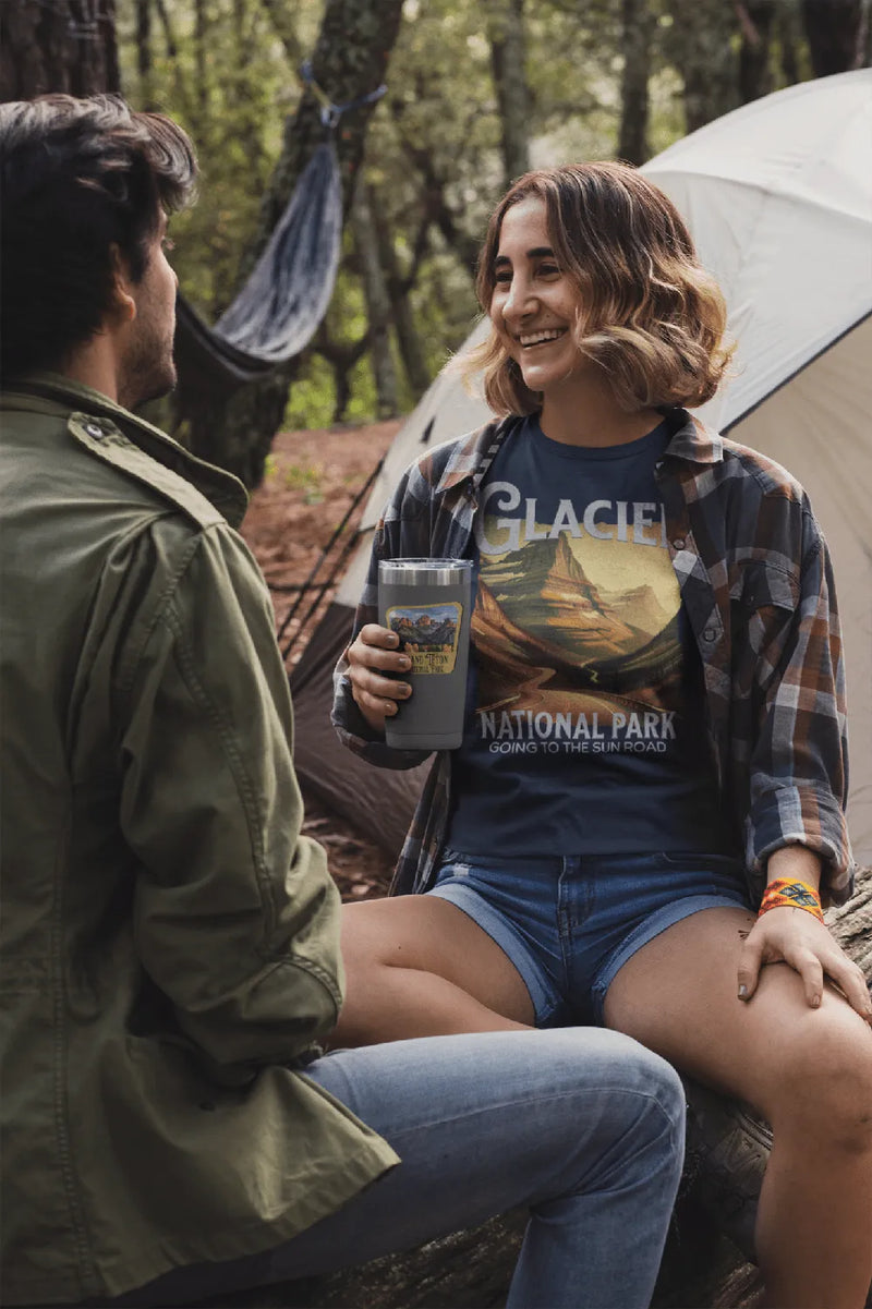 Glacier National Park Going-to-the-Sun Road rustic graphic t-shirt detail or alternate product view