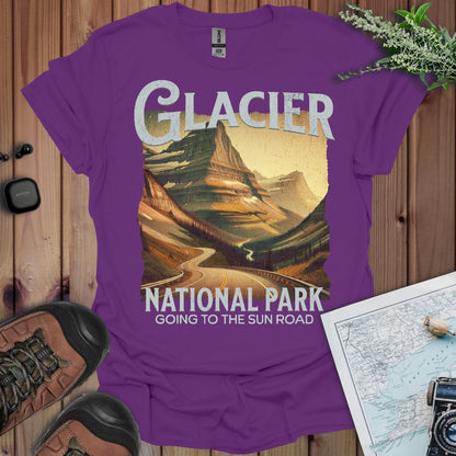 Glacier National Park Going-to-the-Sun Road rustic graphic t-shirt detail or alternate product view