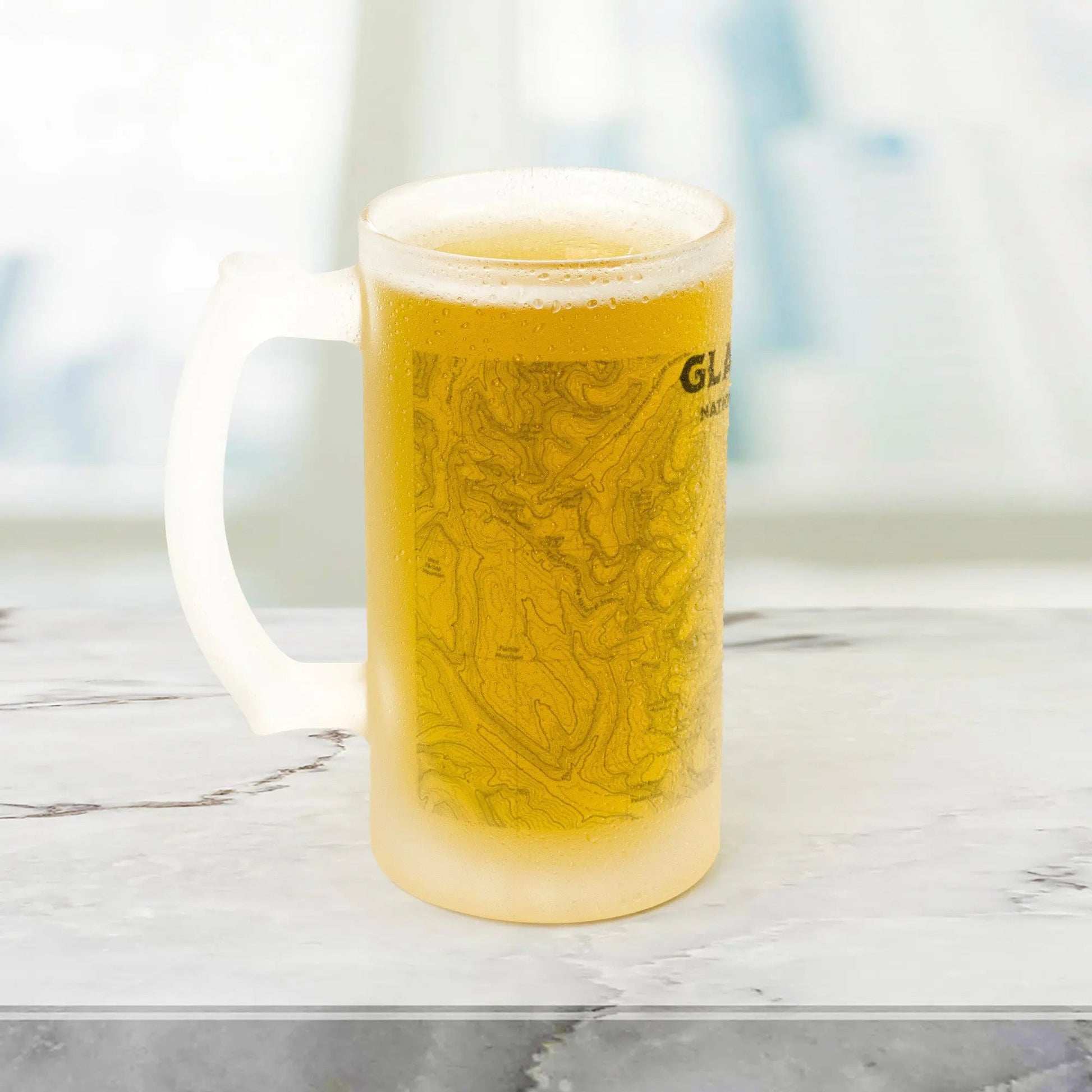 Glacier National Park Topographic Frosted Pint Mug CDT PNT Trail - Parks ApparelDrinkware
