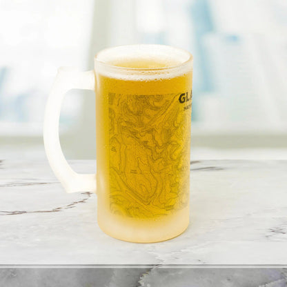 Glacier National Park Topographic Frosted Pint Mug CDT PNT Trail - Parks ApparelDrinkware