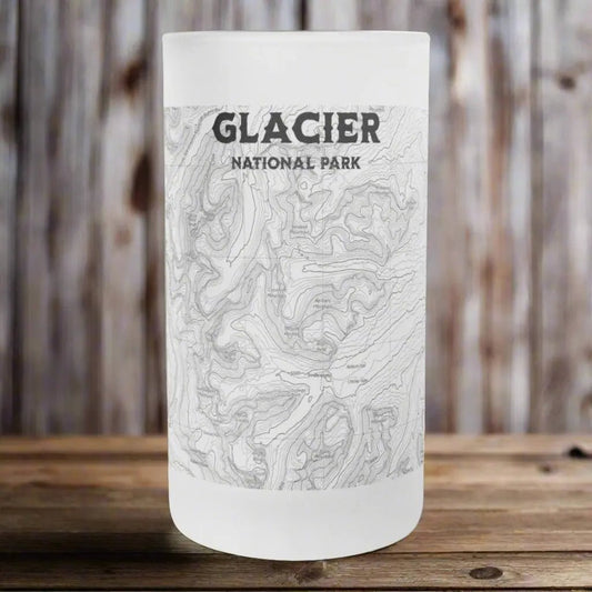 Glacier National Park Topographic Frosted Pint Mug CDT PNT Trail - Parks ApparelDrinkware
