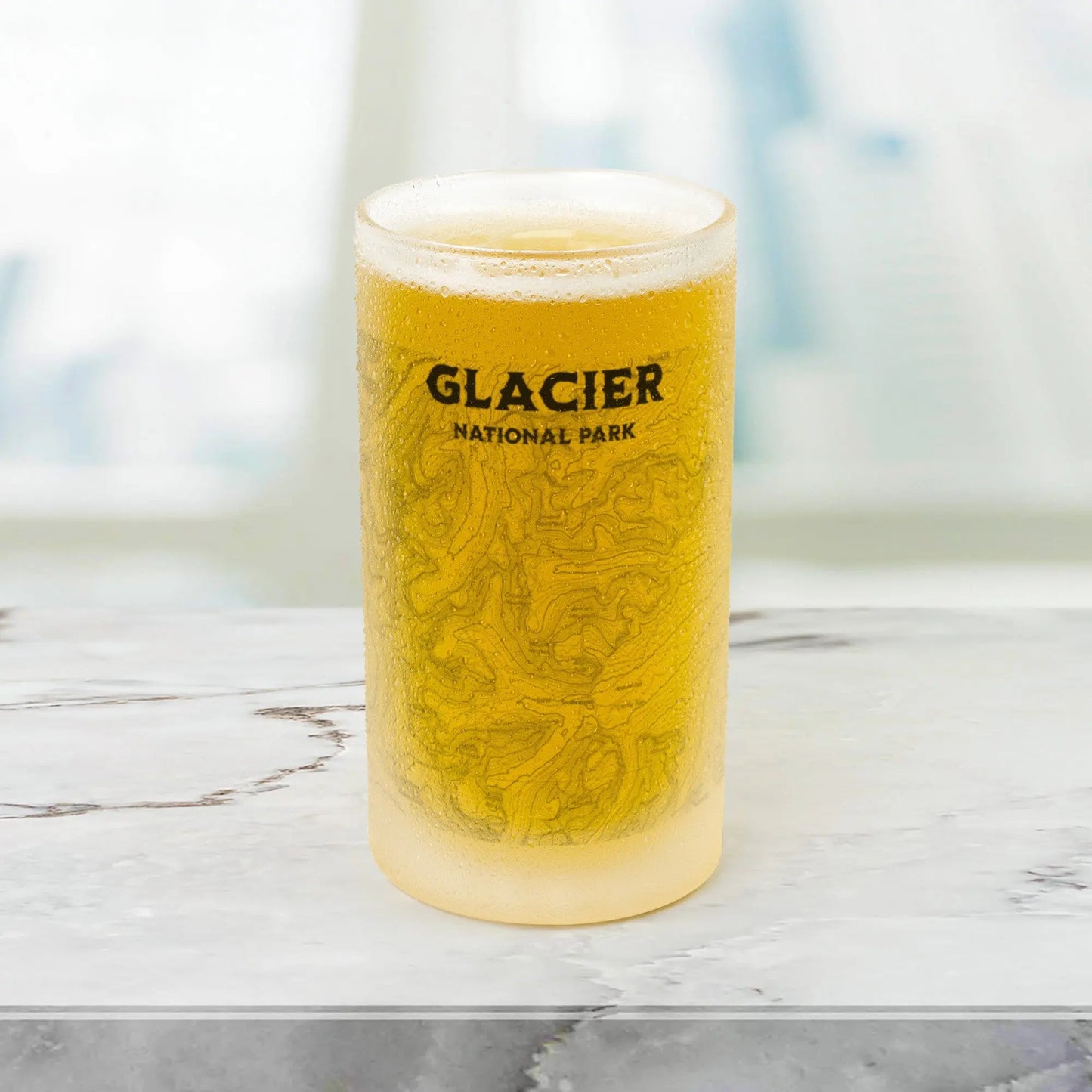 Glacier National Park Topographic Frosted Pint Mug CDT PNT Trail - Parks ApparelDrinkware