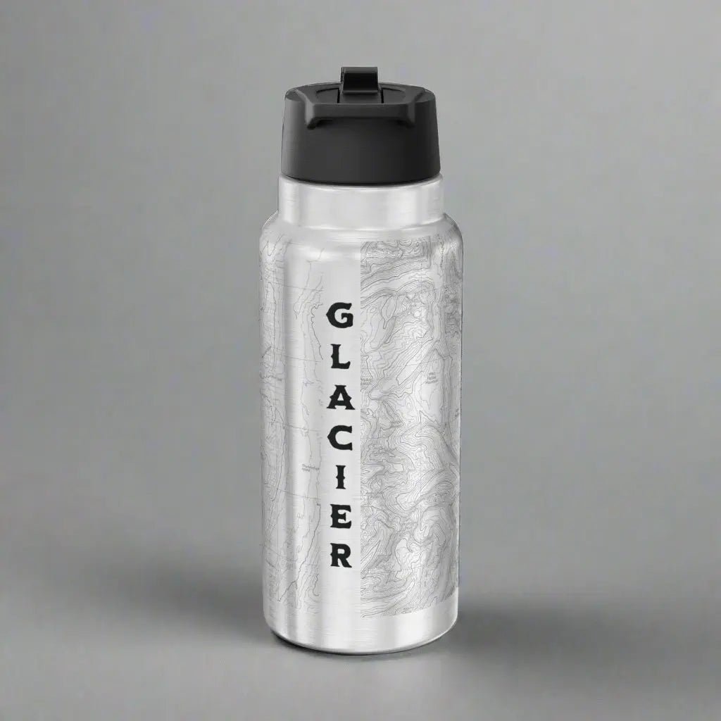 Glacier National Park Topographic Insulated Water Bottle Tumbler 32oz - Parks ApparelMug
