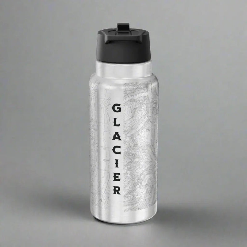 Glacier National Park Topographic Insulated Water Bottle Tumbler 32oz - Parks ApparelMug