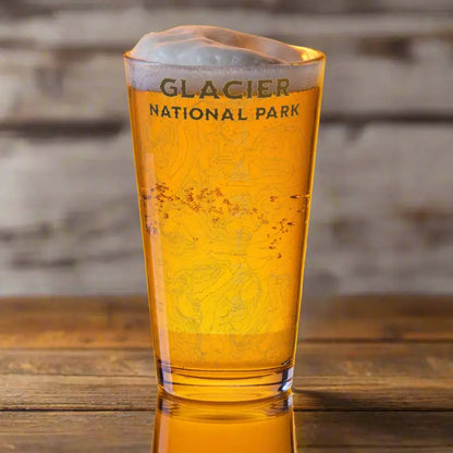 Glacier National Park Topographic Pint Glass - Parks Apparelpint glass