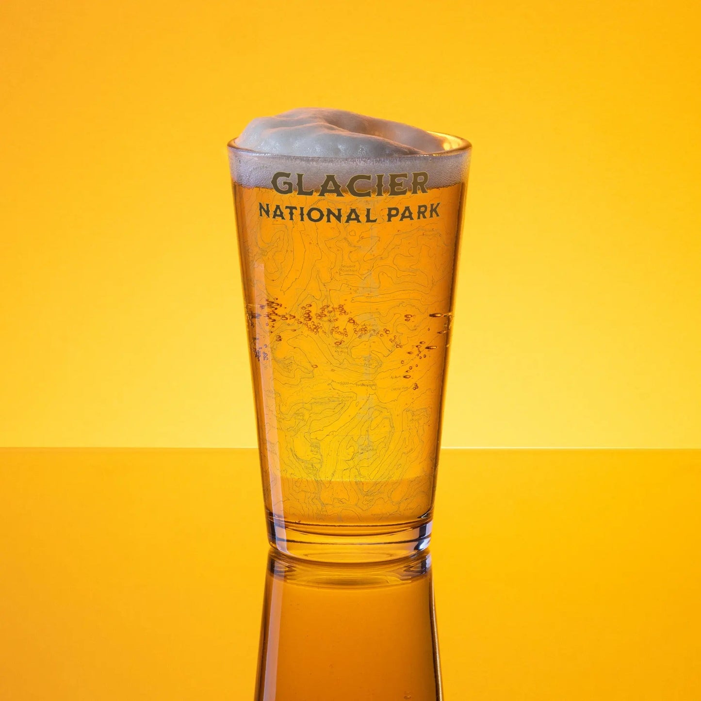 Glacier National Park Topographic Pint Glass - Parks Apparelpint glass