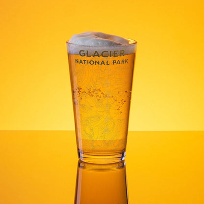 Glacier National Park Topographic Pint Glass - Parks Apparelpint glass