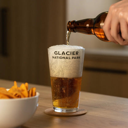 Glacier National Park Topographic Pint Glass - Parks Apparelpint glass