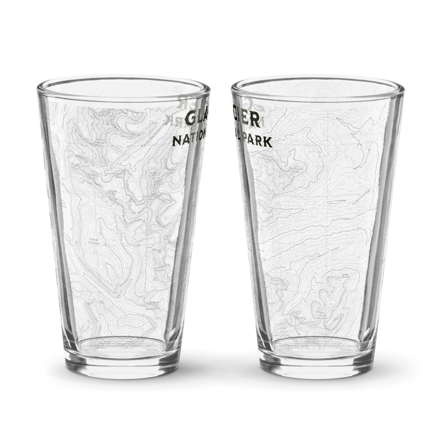 Glacier National Park Topographic Pint Glass - Parks Apparelpint glass